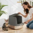 Covered Steel Cat Litter Box with Top Exit – Dark Grey, 52cm