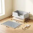 High-Sided Stainless Steel Cat Litter Tray – Light Grey, 60cm