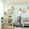 Tall Cat Tower with Two Dens and Hammocks – Beige, 202cm