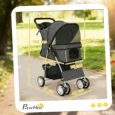 Pet Stroller Foldable with Swivel Wheels – Dark Grey