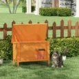 Raised Insulated Wooden Cat House – Orange, 85cm
