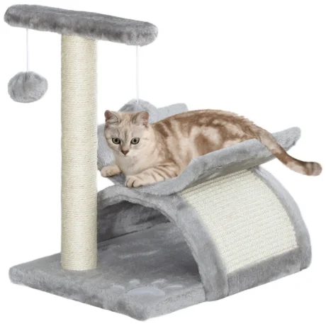 Compact Cat Activity Centre with Rotating Bar – Light Grey