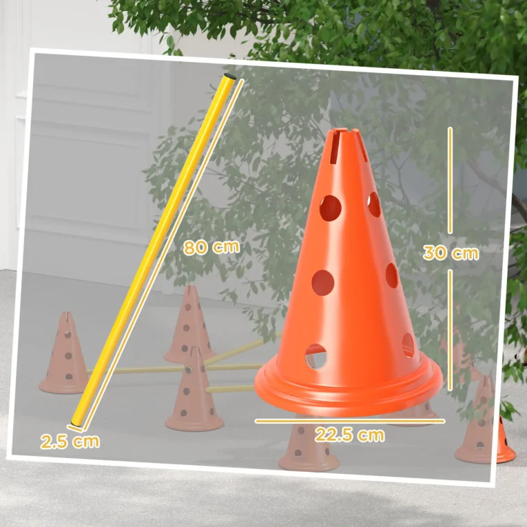 Four-Jump Dog Agility Set with Cones and Poles – Orange