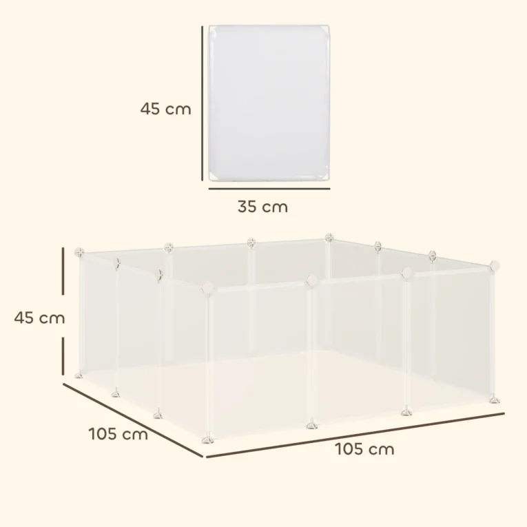 Twelve-Panel Small-Animal Playpen – White, 45cm