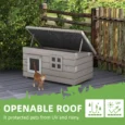 Raised Wooden Outdoor Cat Shelter with Opening Roof – Grey