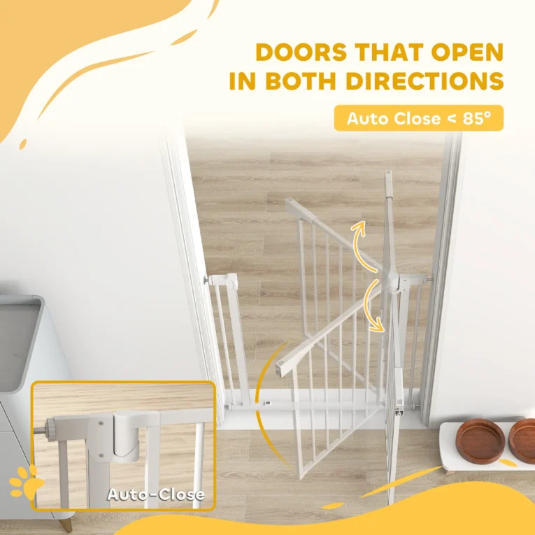 Pressure-Fit Pet Gate with Two-Way Door – White, 76–81cm