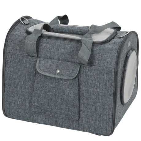 Folding Soft Pet Carrier with Shoulder Strap &ndash; Dark Grey, 42cm