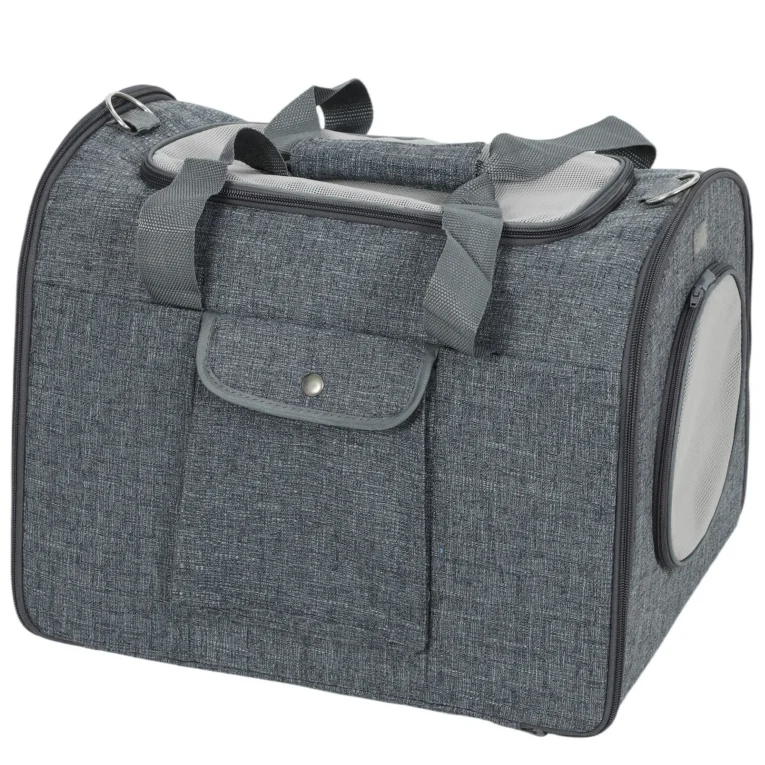 Folding Soft Pet Carrier with Shoulder Strap – Dark Grey, 42cm