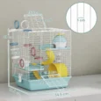 3-Level Hamster Cage with Wheel and Tunnel – Blue