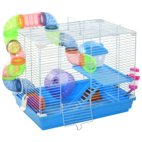 2-Tier Hamster Cage Small Animal Habitat &ndash; Blue and white