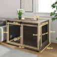 Two-Door Dog Crate Side Table – Walnut Brown, 118cm