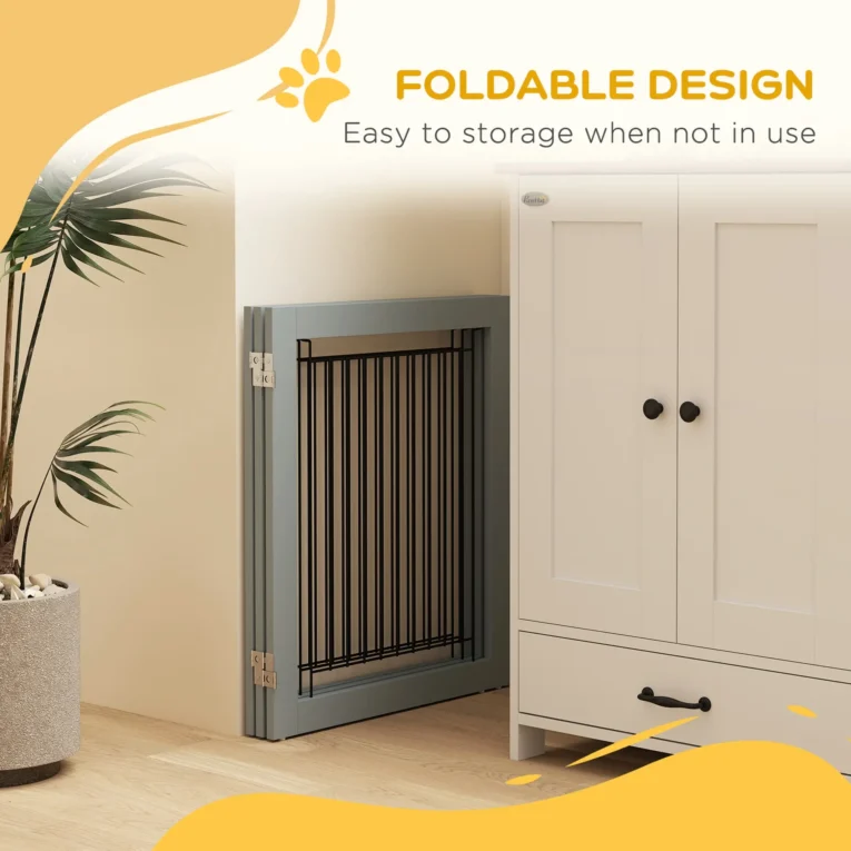 Three-Panel Freestanding Dog Gate – Grey, 61cm Three-Panel Freestanding Dog Gate – Grey, 61cm