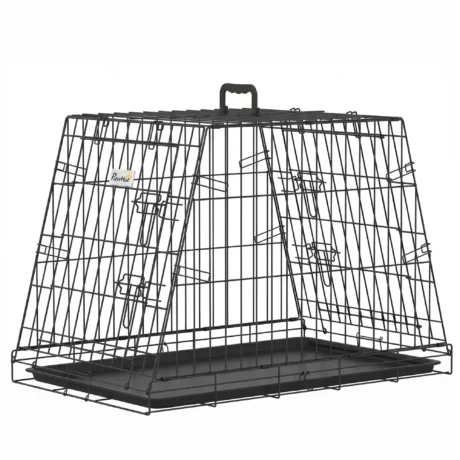 Compact Folding Car-Boot Dog Crate with Tray – Black, 76cm