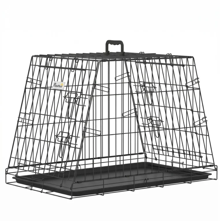 Compact Folding Car-Boot Dog Crate with Tray – Black, 76cm