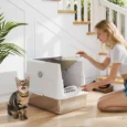 XL Steel Cat Litter Box with Front and Top Access – Light Grey