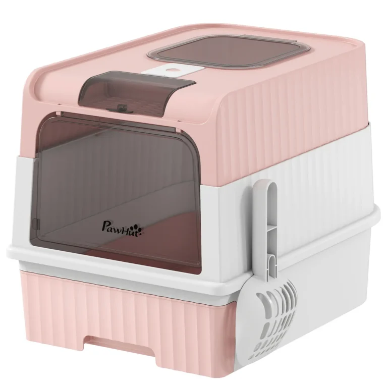 Enclosed Cat Litter Box with Drawer and Scoop – Pink, 48cm Enclosed Cat Litter Box with Drawer and Scoop – Pink, 48cm