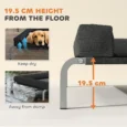 Raised Mesh Dog Bed with Removable Bolster – Black, 130cm
