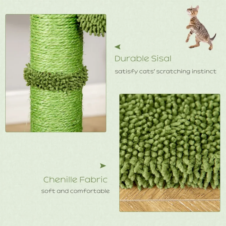 Cactus Cat Tower with Hammock – Green, 96cm