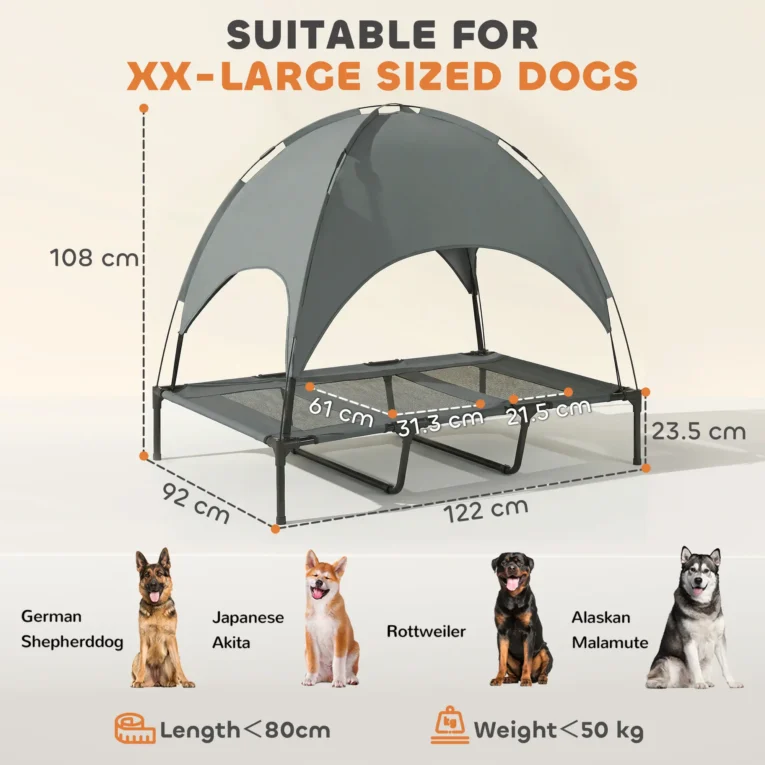 Raised Dog Bed Elevated 122x92cm for XL Dogs – Grey Raised Dog Bed Elevated 122x92cm for XL Dogs – Grey