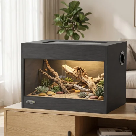 OSB Reptile Terrarium with Lockable Glass Doors &ndash; Black, 60cm &ndash; detail 2
