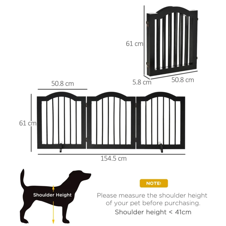 Three-Panel Freestanding Folding Dog Gate with Feet – Black Three-Panel Freestanding Folding Dog Gate with Feet – Black