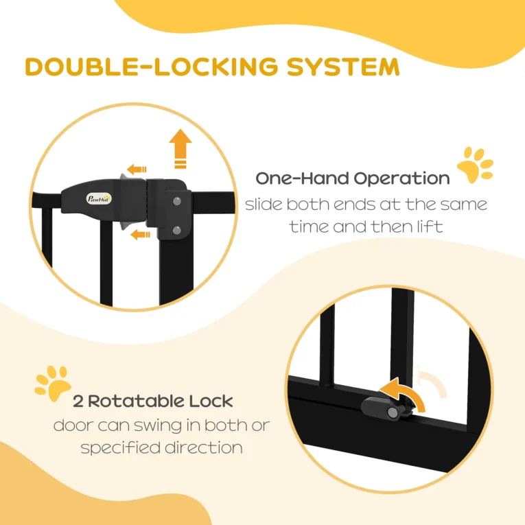 Pressure Fit Dog Gate Auto Close 74-100cm – Black Pressure Fit Dog Gate Auto Close 74-100cm – Black