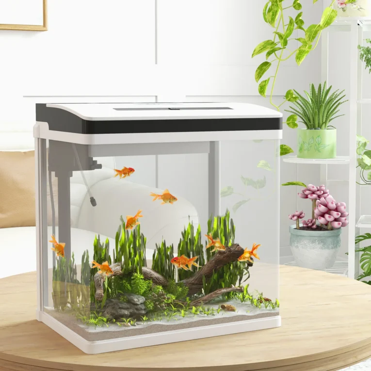 28-Litre Glass Aquarium with Filter and LED Lighting – White