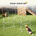 Four Adjustable Dog Agility Jumps with Carry Bag – White