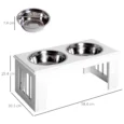 Raised Double Dog Bowl Stand – White, 25.4cm
