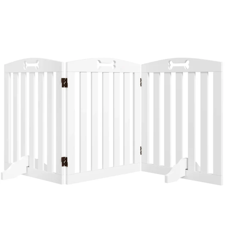 Three-Panel Freestanding Dog Gate – White, 155cm