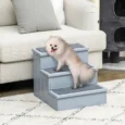 Wooden Dog Steps Pet Ladder with Storage – Grey