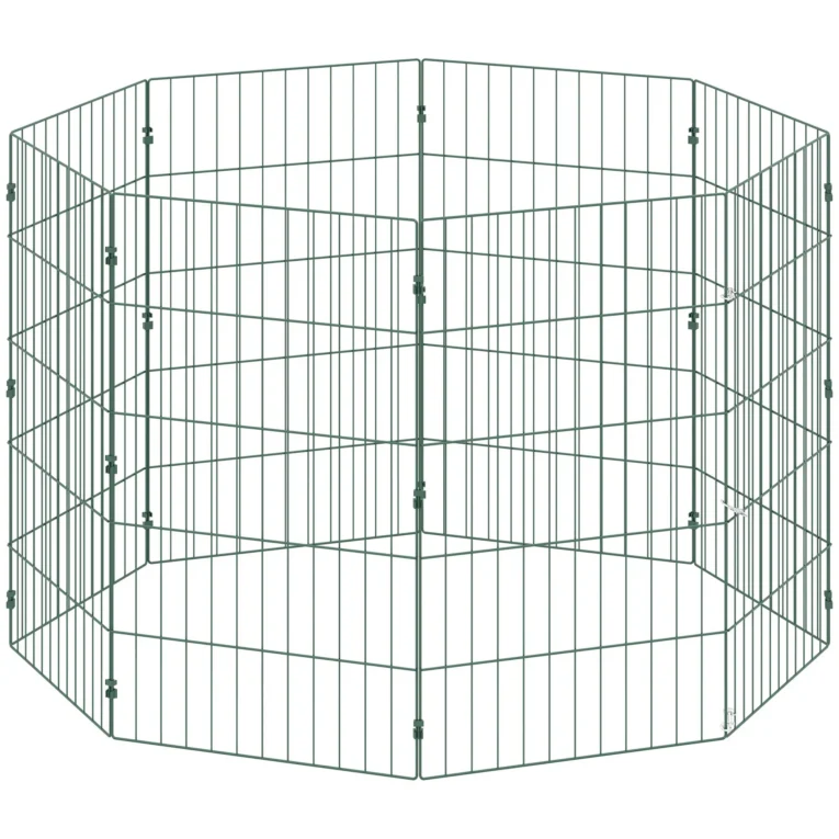 8-Panel Pet Playpen Medium Dogs Indoor Outdoor 80cm – Green 8-Panel Pet Playpen Medium Dogs Indoor Outdoor 80cm – Green