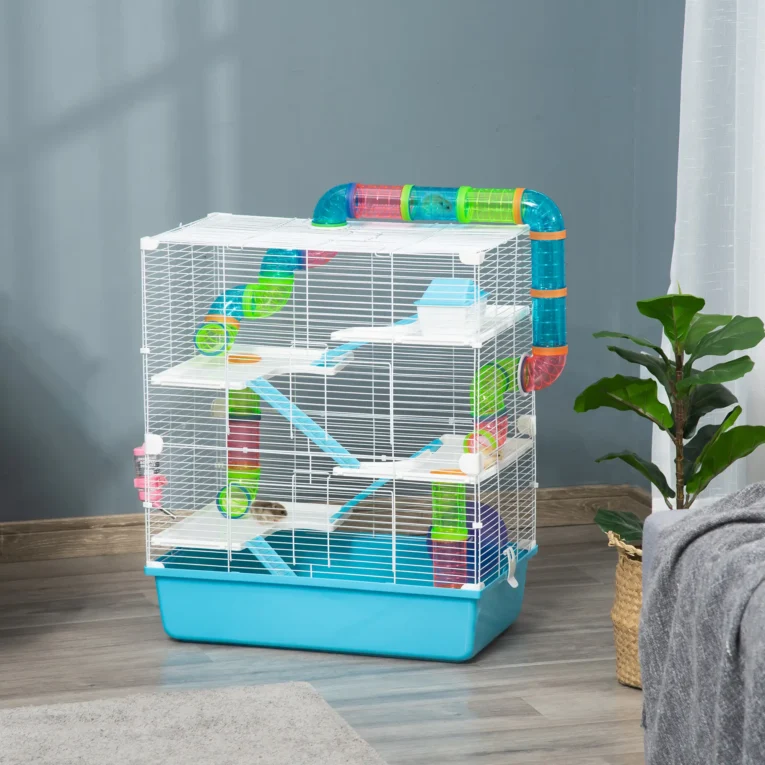 Hamster Cage 59L x 36W x 69H cm – Light Blue and white Hamster Cage 59L x 36W x 69H cm – Light Blue and white