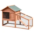 Two-Tier Wooden Rabbit Hutch with Side Run and Tray – 144cm