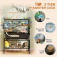 Three-Level Small-Animal Cage with Storage Shelf – Black, 106.5cm High