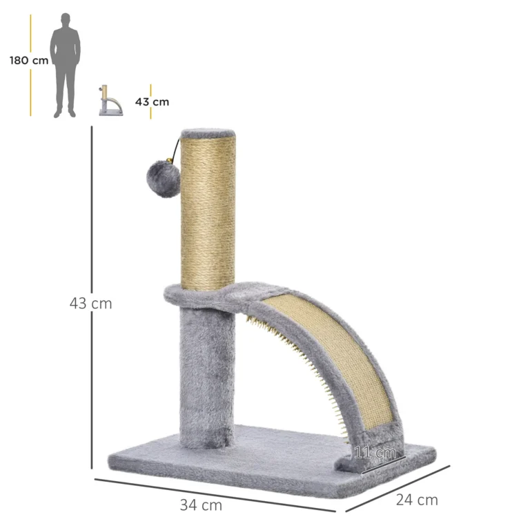 Cat Tree Indoor Activity Centre Scratching Tower 34x24x43cm – Grey
