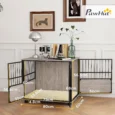Three-Door Furniture Dog Crate with Cushion – Walnut, 80cm