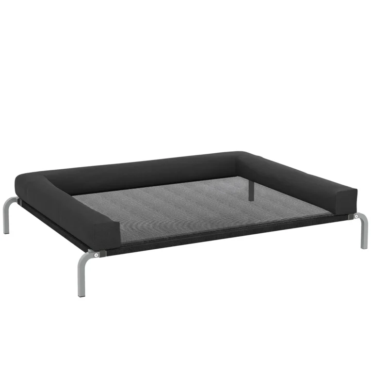Raised Mesh Dog Bed with Removable Bolster – Black, 130cm