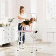 Folding Dog Grooming Table with Adjustable Arm – Pink, 81cm