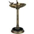 Garden Bird Bath with Two Bird Decorations – Bronze Tone, 81cm