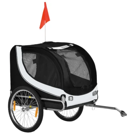 Steel-Framed Dog Bicycle Trailer – White and Black, 30kg