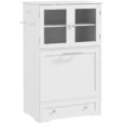 Tall Pet Feeding Cabinet with Hidden Bowls – White, 100cm