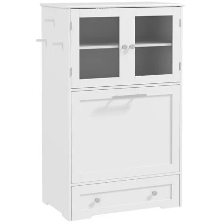 Tall Pet Feeding Cabinet with Hidden Bowls – White, 100cm