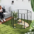 Six-Panel Steel Dog Playpen with Gate – Black, 100 × 68cm Panels