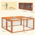 Folding Wooden Small Animal Run with Opening Top – Orange, 110cm