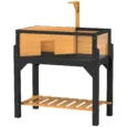 Wooden Tortoise House with Shelf and Lamp Holder – Yellow, Black