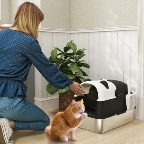 Panda-Style Enclosed Steel Cat Litter Box &ndash; 60cm &ndash; detail 2