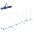 Six-Pole Dog Agility Weave Set with Carry Bag – Blue and White