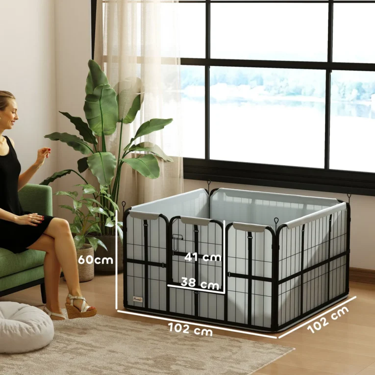 Steel Whelping Pen with Washable Pad – Black, 102cm Square
