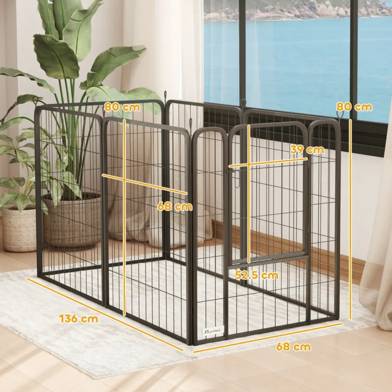 Heavy Duty Dog Playpen 80cm High for Indoor Outdoor – Black